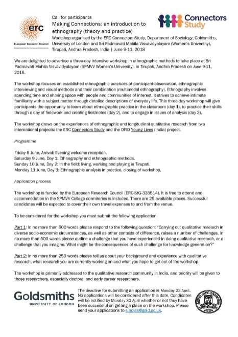 Making Connections Tirupati: Call for participants